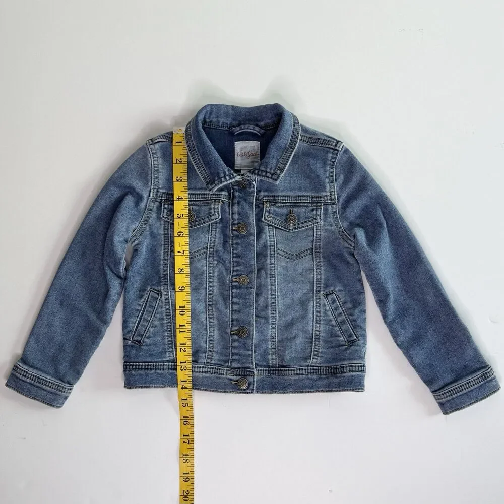 CAT & JACK Denim Jacket Girl's Toddler 5T Blue Jean Coat Outerwear Pockets Retro